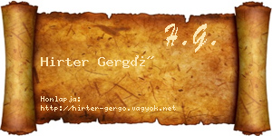 Hirter Gergő névjegykártya